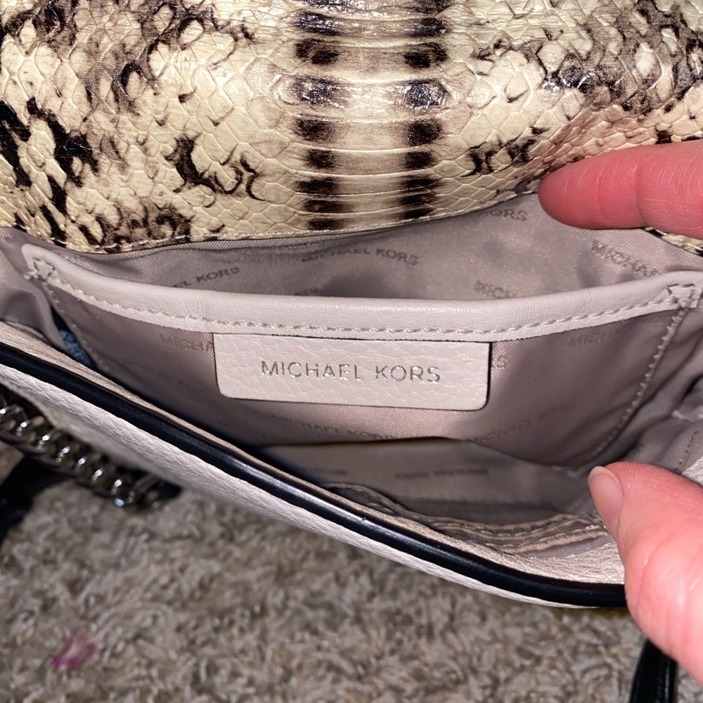 Michael Kors Snake Print Leather Crossbody Chain Strap Colorblock - Picture 8 of 8